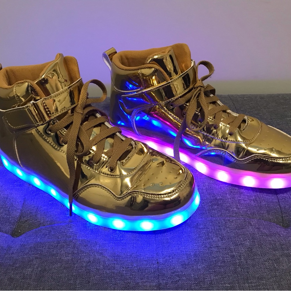 Led Gold High-Top Sneakers